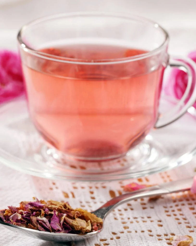 Rose tea cup and spoon